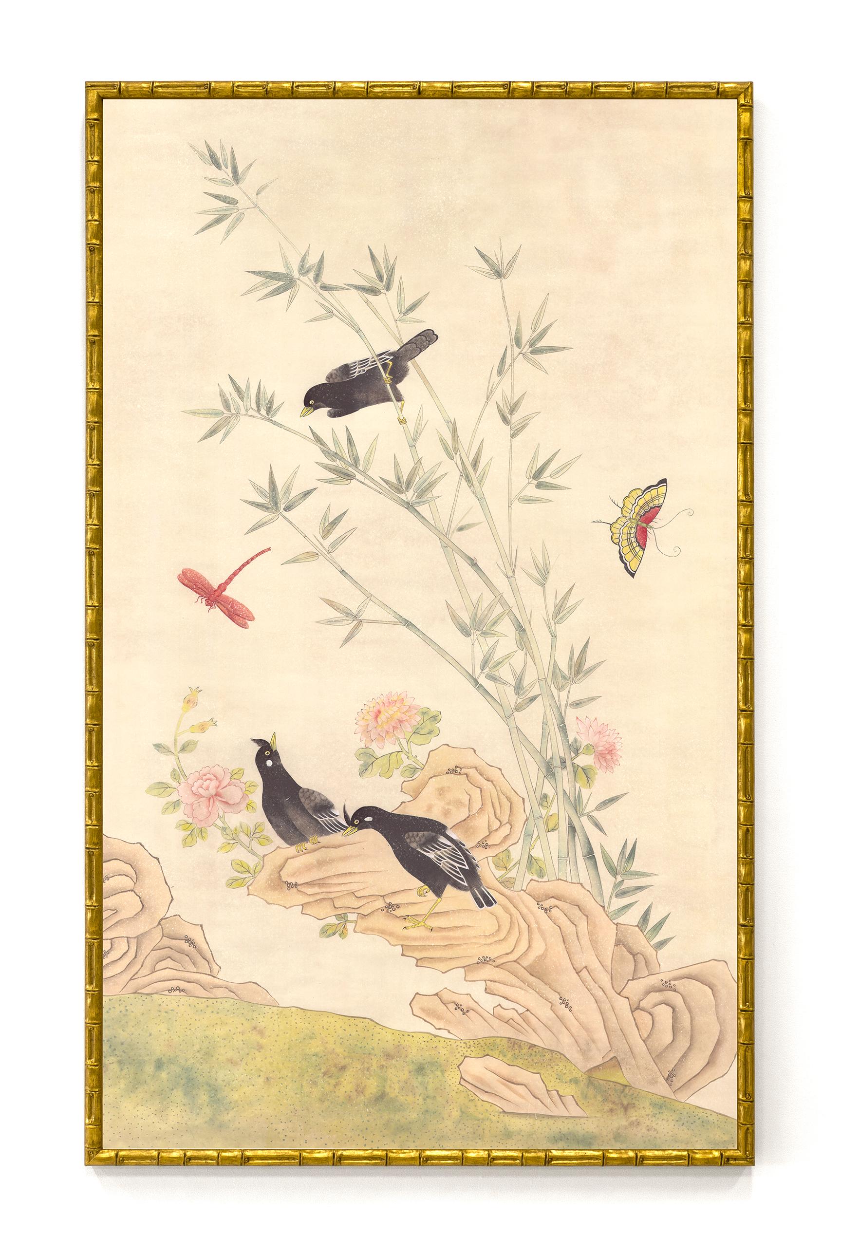 American Summer Palace Hand Painted Chinoiserie Diptych