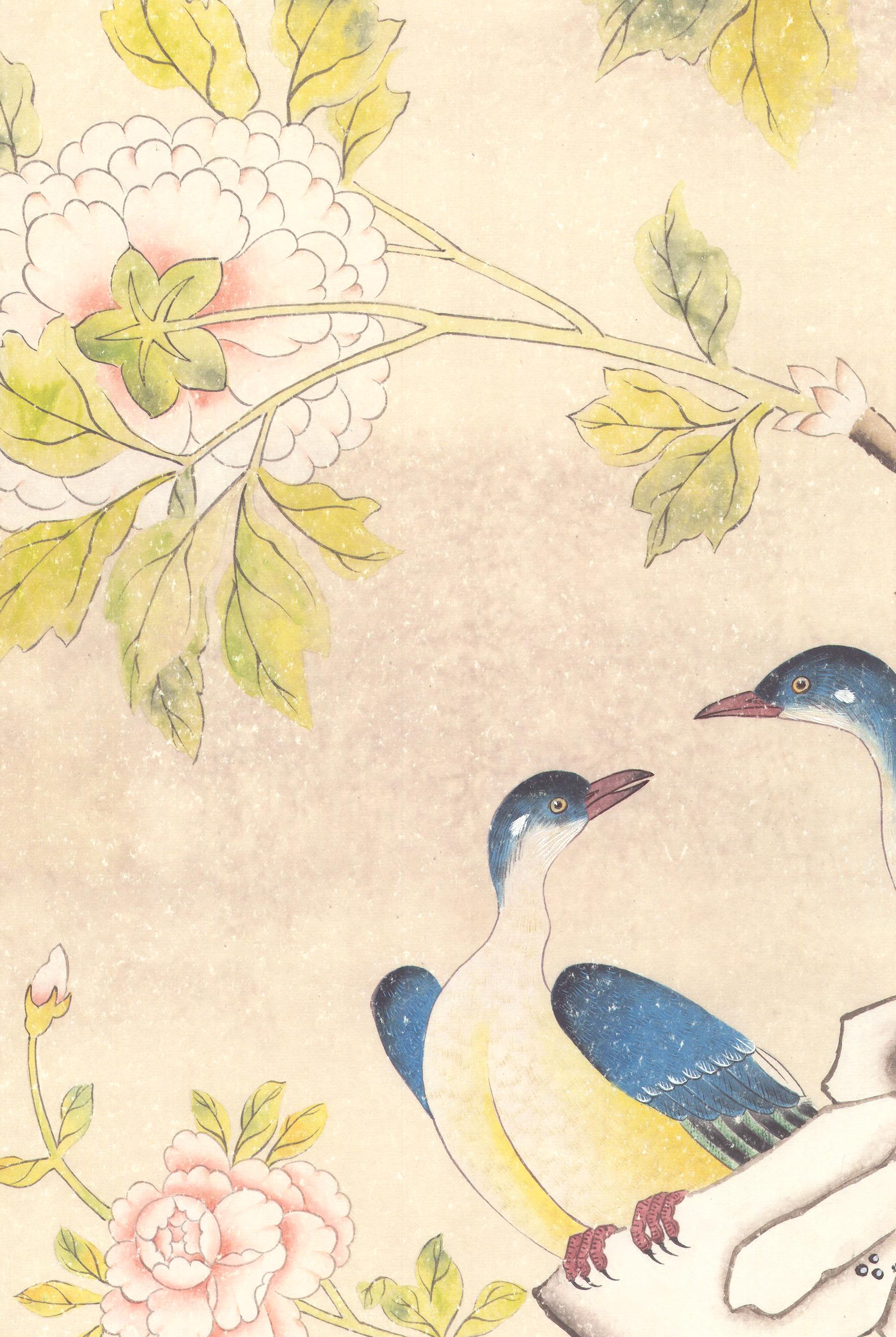 Hand-Painted Summer Palace Hand Painted Chinoiserie Diptych