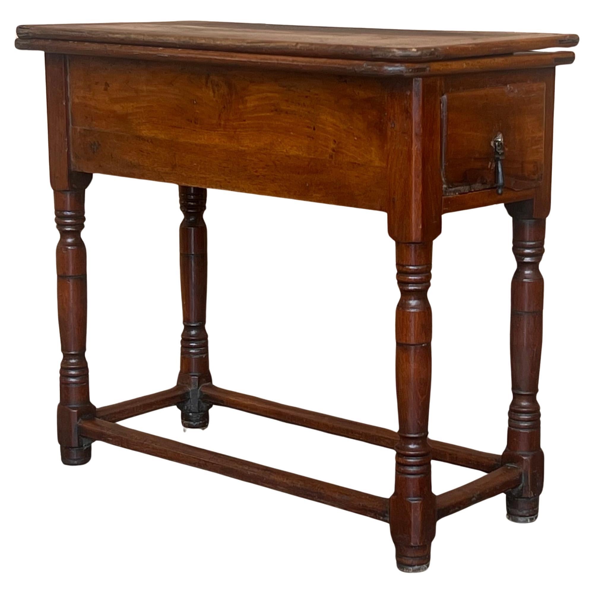 Summer Side Folding Oak Table with Square Top, 1940s For Sale