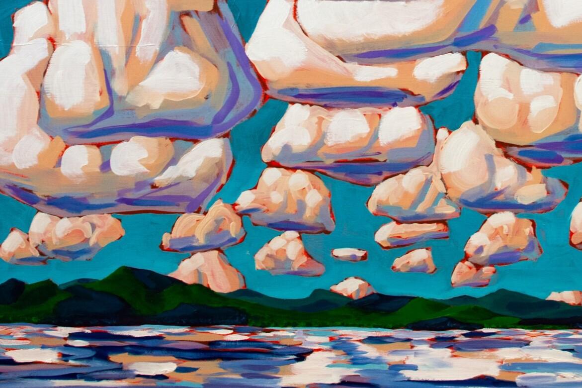 Sommerhimmel von Brackish Winds, 24x36, Öl auf Holzleinwand, 2022 (Moderne) im Angebot