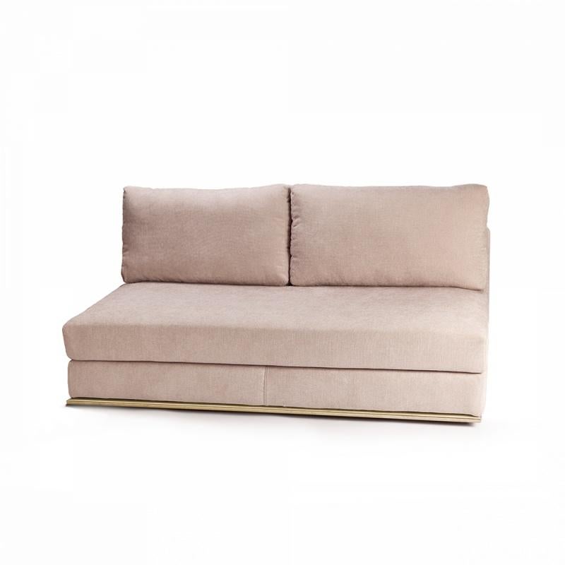 Summer Sofa with brass footer. Listing considers image 1. 

If you are planning on ordering an upholstery item with COM upholstery, please follow these instructions: 
- Let us know that you are shipping fabric to us prior to shipping, as we will