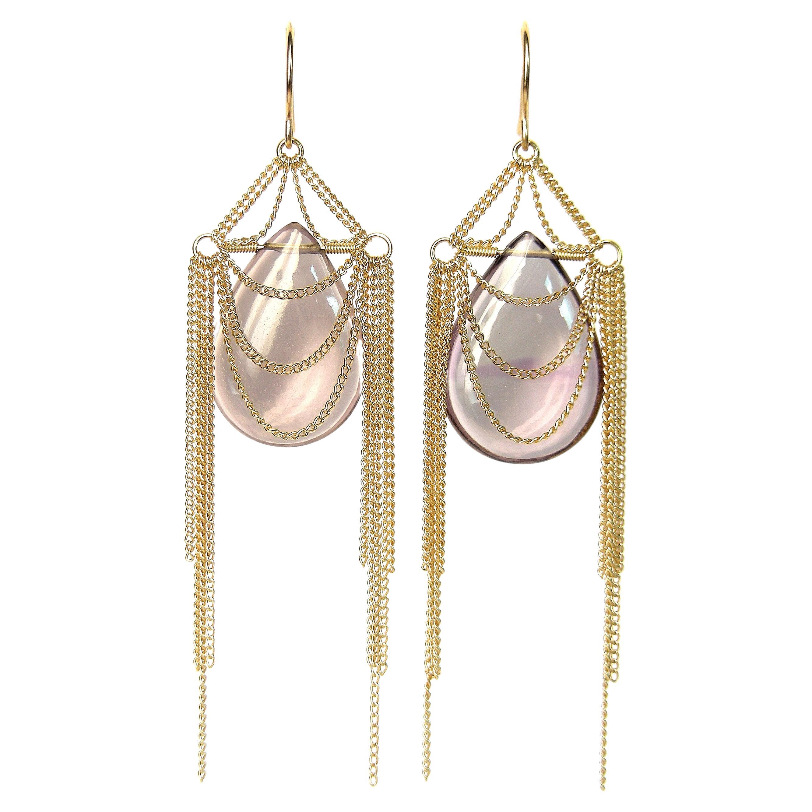 Contemporary Summer Splash Hoop 18k Gold Earrings with Amethysts For Sale