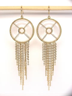 Summer Splash Hoop 18k Gold Earrings with Clear Onyx Mandala Motif