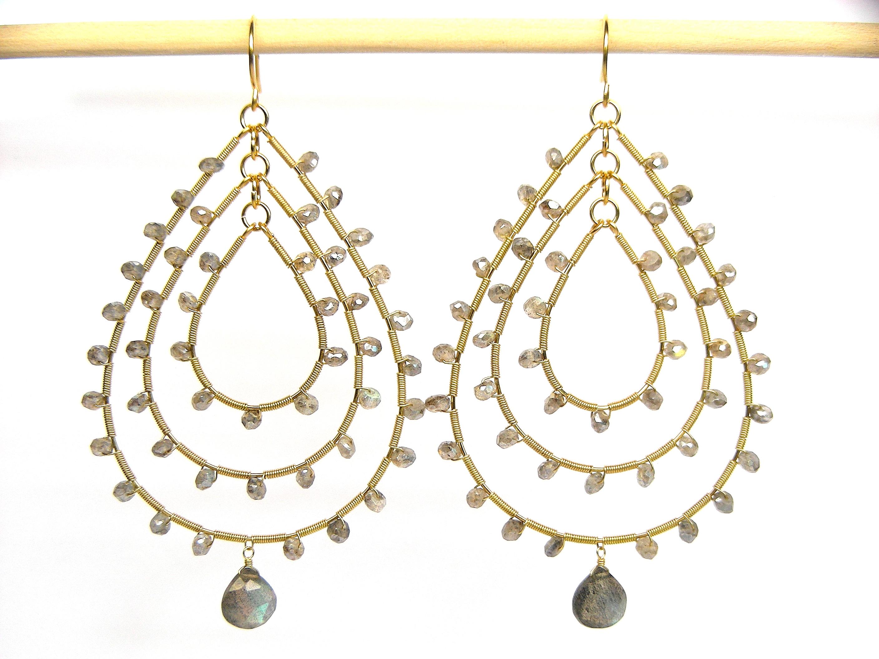 Hoop 18k Yellow Gold Earrings with Faceted Labradorites
Summer Splash is a collection of easy to wear, fashion oriented hoop earrings to wear with lightness, chic and glam only this pieces for this collection 
They come in 6 variations of