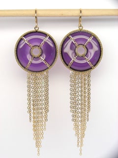 „Summer Splash Hoop“-Ohrringe aus 18-karätigem Gold mit Fumé-Quarz-Mandala