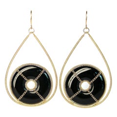 Orecchini Summer Splash a cerchio in oro 18k con mandala di onice