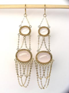 Summer Splash Hoop 18k Gold Earrings with Pink Quartz