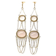 Summer Splash Hoop 18k Gold Earrings with Pink Quartz
