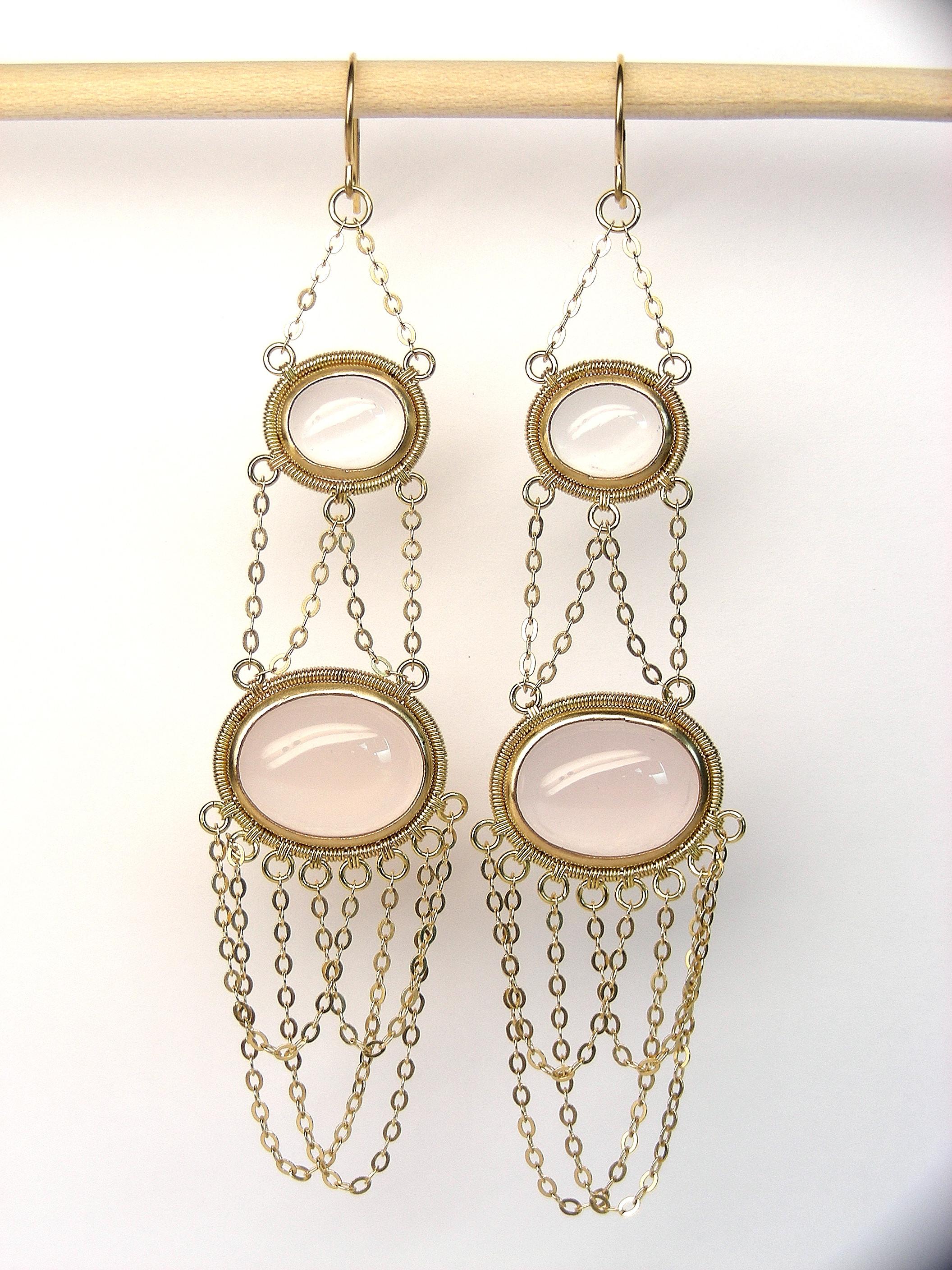 Summer Splash Hoop 18k Gold Earrings with Quartz and Pink Tourmalines In New Condition For Sale In Bilbao, ES