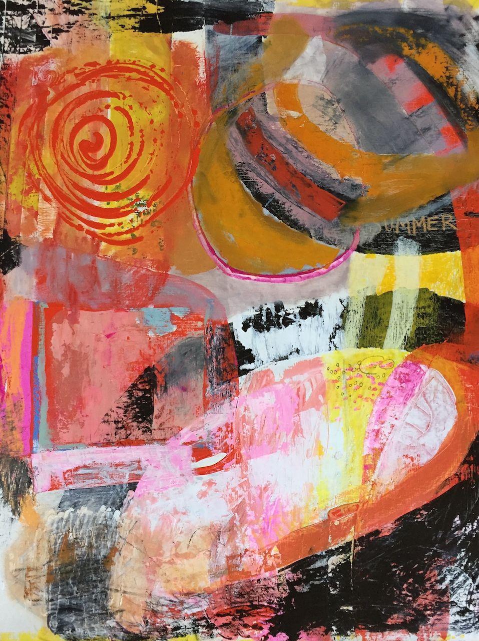 Abstract Painting di Summer Yates - Taffy, Pittura, Acrilico su carta