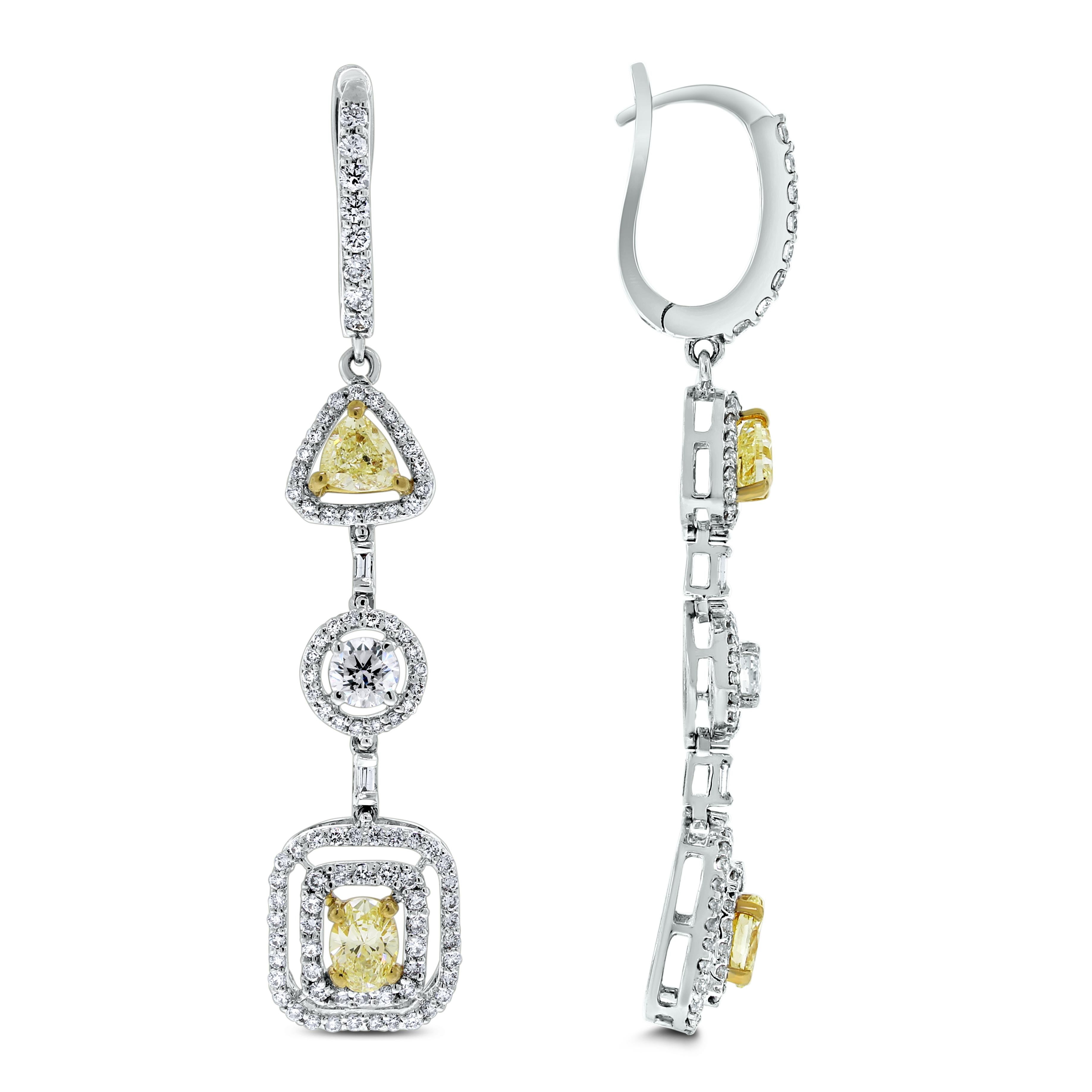 The Beauvince Summer Yellow & White Diamond Earrings feature a bright and beautiful combination of shapes in yellow and white diamonds. They are designed to sway and dazzle captivating the eyes of the onlooker.

Diamonds Shapes: Oval, Trilliant &