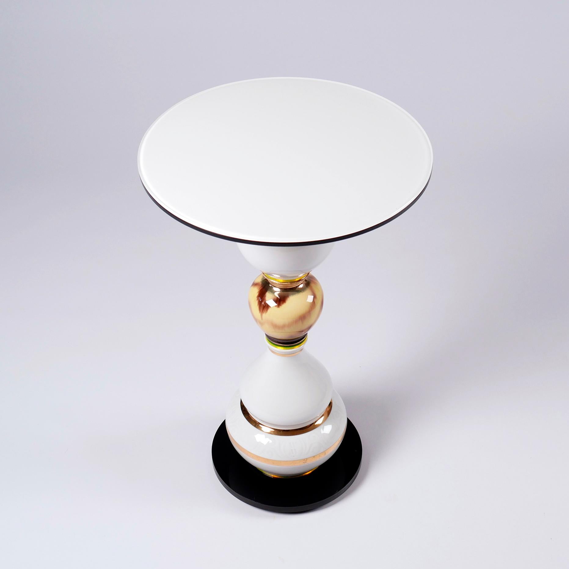 Mid-Century Modern 'Summer's Song' Side Table, Vintage Ceramics and Glass, One Off Piece