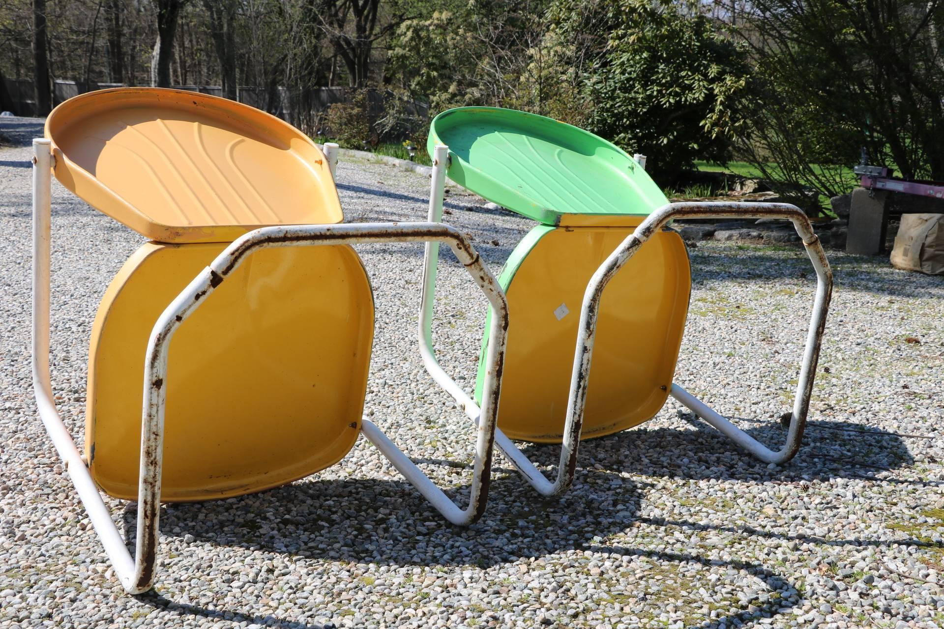 Summertime! Tangerine and Lime Green Retro Rockers Vintage 1950s Outdoor Chairs 3