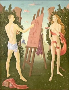 "Summoned Reverie, " Superb Surrealist Painting with Nudes by Ames, 1939