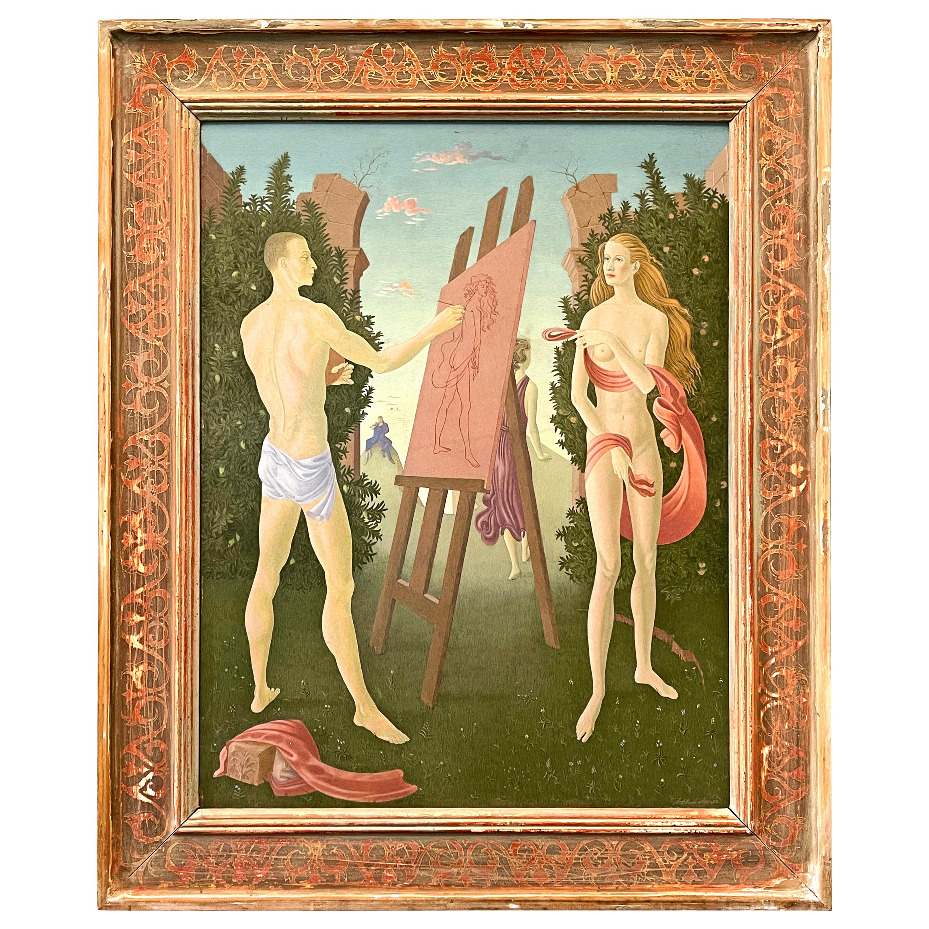 "Summoned Reverie, " Superb Surrealist Painting with Nudes by Ames, 1939 For Sale