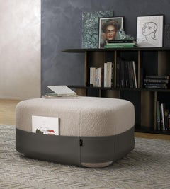 Sumo Bouclé Wool and Leather Pouf by Morica Design