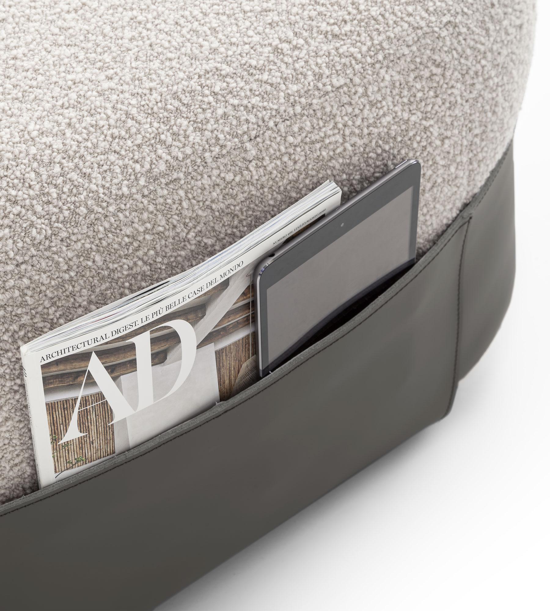 Sumo Bouclé Wool and Leather Pouf by Morica Design In New Condition For Sale In Geneve, CH