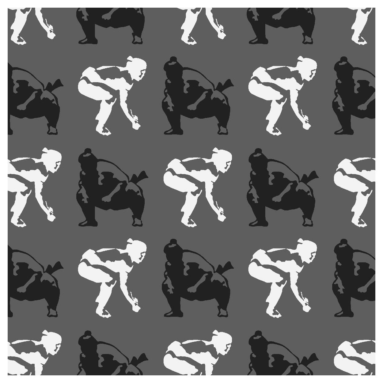Sumo Designer Wallpaper in Halftone 'Black, White and Grey'