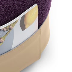 Sumo Purple Bouclé Pouf with Leather Pocket
