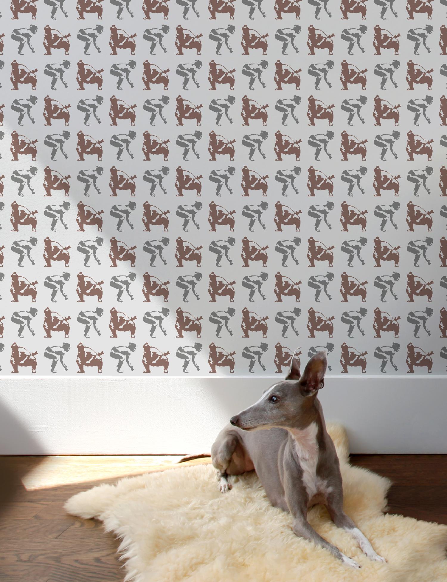 The quintessential sumo wrestling wallpaper pattern…obviously huge in Japan!

**Please note that Sumo has a 2 roll minimum order**

Samples are available for $18 including US shipping, please message us to purchase.  

Printing: Screen-printed by