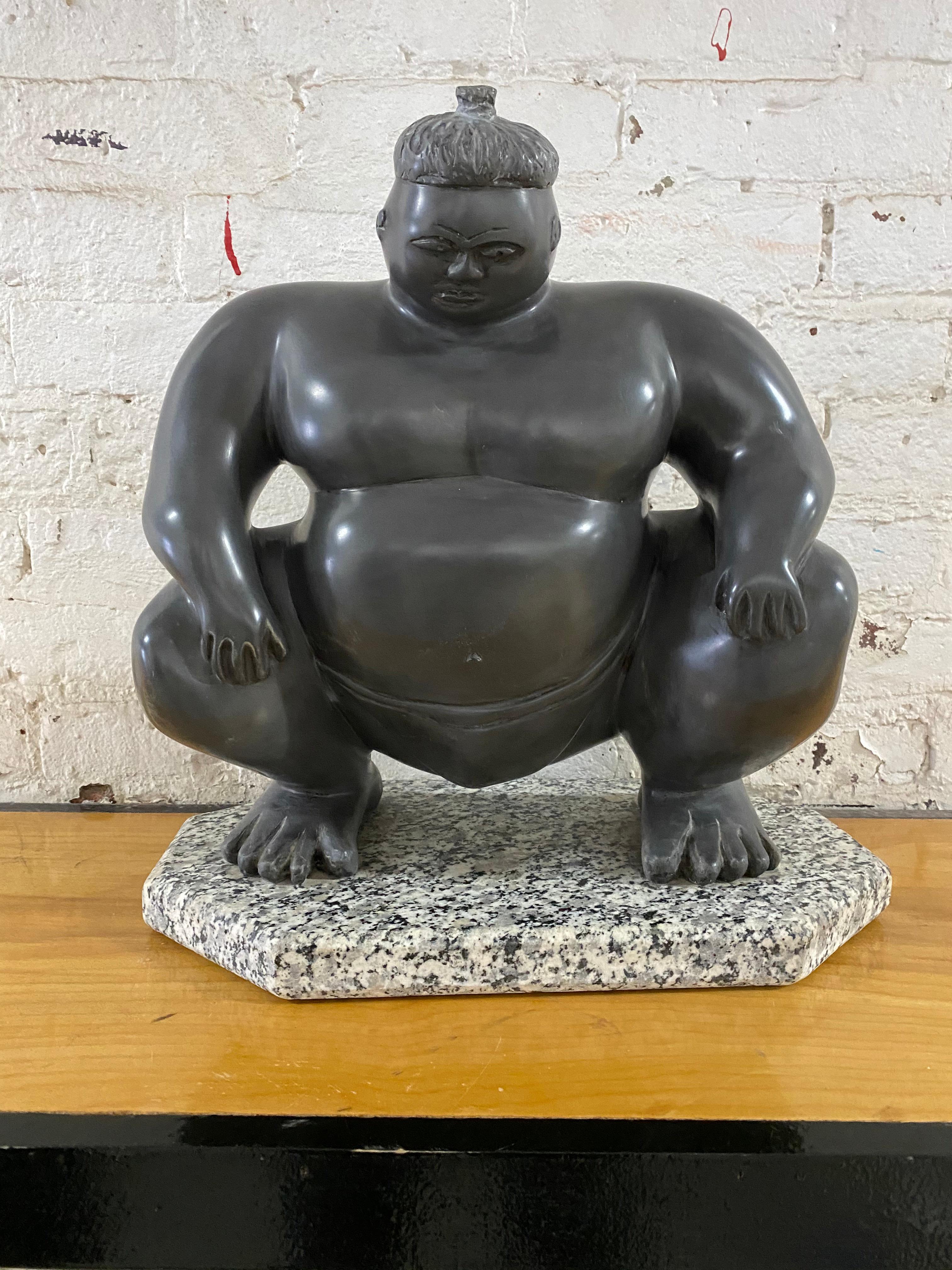 25cm 3,5kg bronze metall japanischer SUMO Ringer Kämpfer Figur Statue 