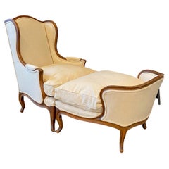 Somptueuse chaise longue Louis XV du 19ème siècle, 2 pièces, Duchesse Brisee.