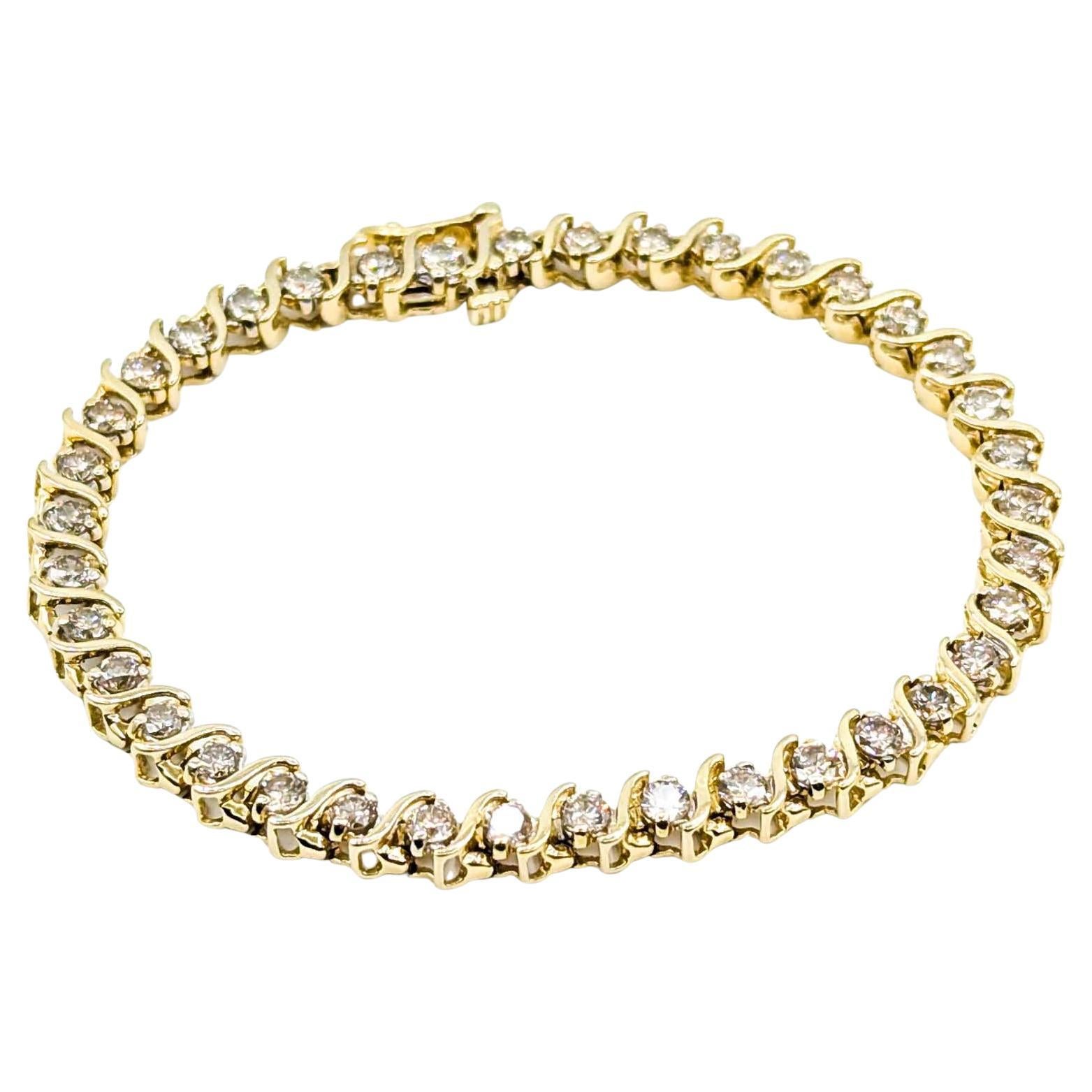 Sumptuous 3.8ctw Diamond Encrusted 14ky Tennis Link Fashion Bracelet