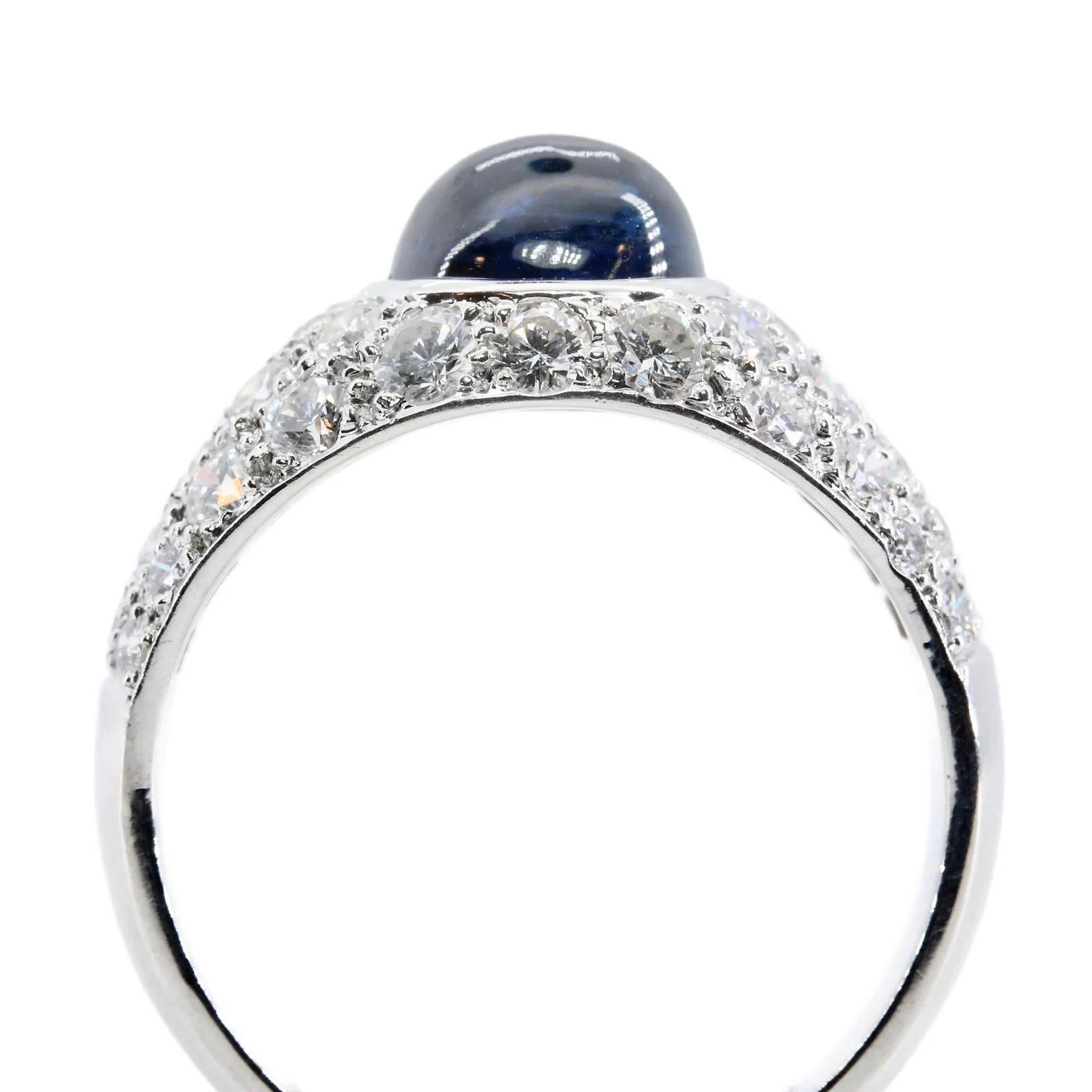 Sumptuous 4.35ctw Sapphire & Diamond Dome Cocktail Ring in Platinum In Good Condition For Sale In Boston, MA