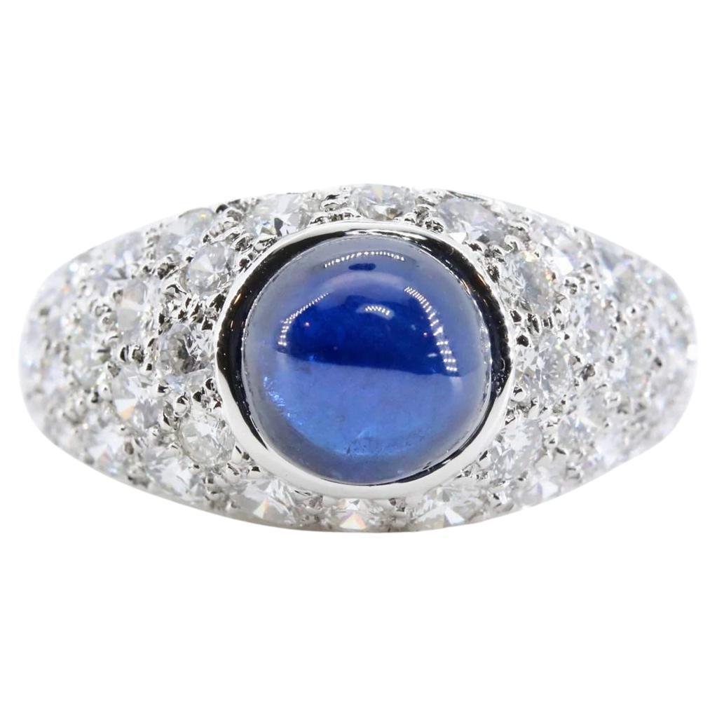 Sumptuous 4.35ctw Sapphire & Diamond Dome Cocktail Ring in Platinum For Sale
