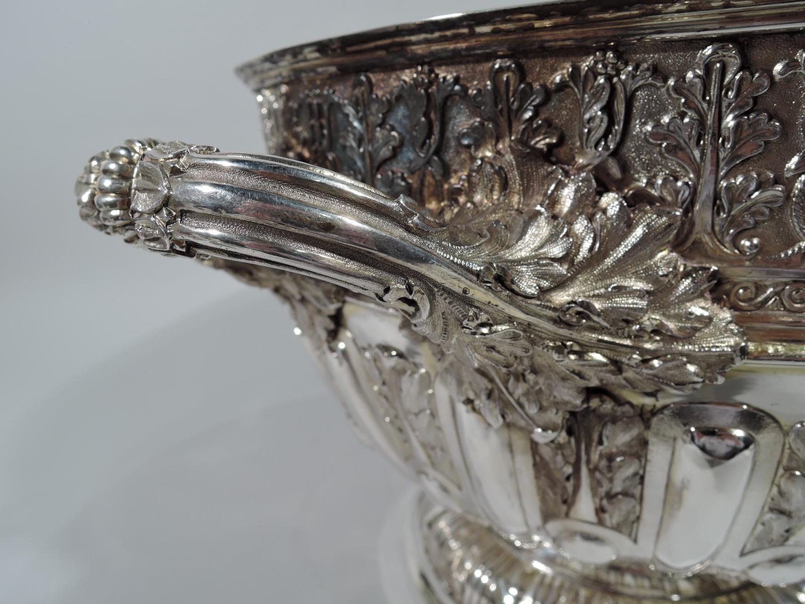 Sumptuous Antique English Sterling Silver Classical Centerpiece Punch Bowl In Excellent Condition In New York, NY