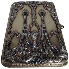 Sumptuous Antique Tiffany 14 Karat Gold Card Case with Sapphires and Diamonds