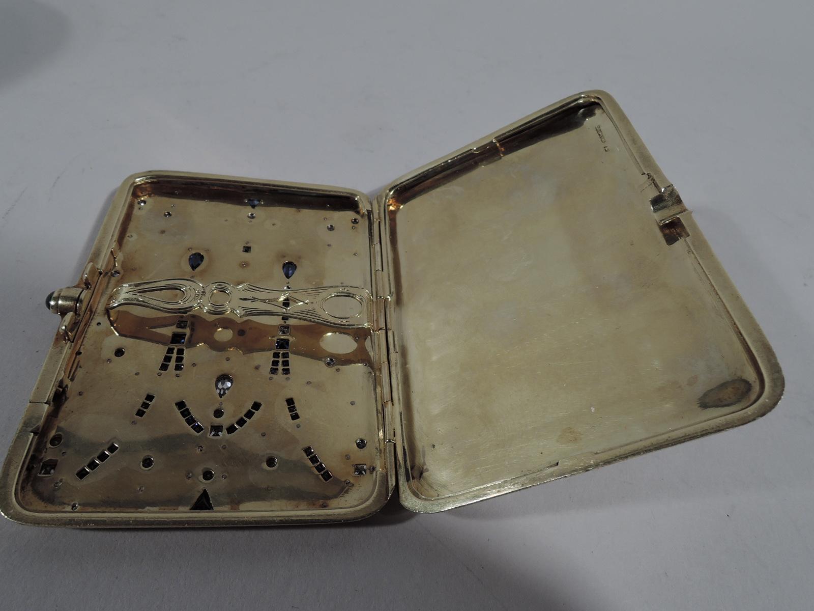 Sumptuous Antique Tiffany 14 Karat Gold Card Case with Sapphires and Diamonds In Excellent Condition In New York, NY