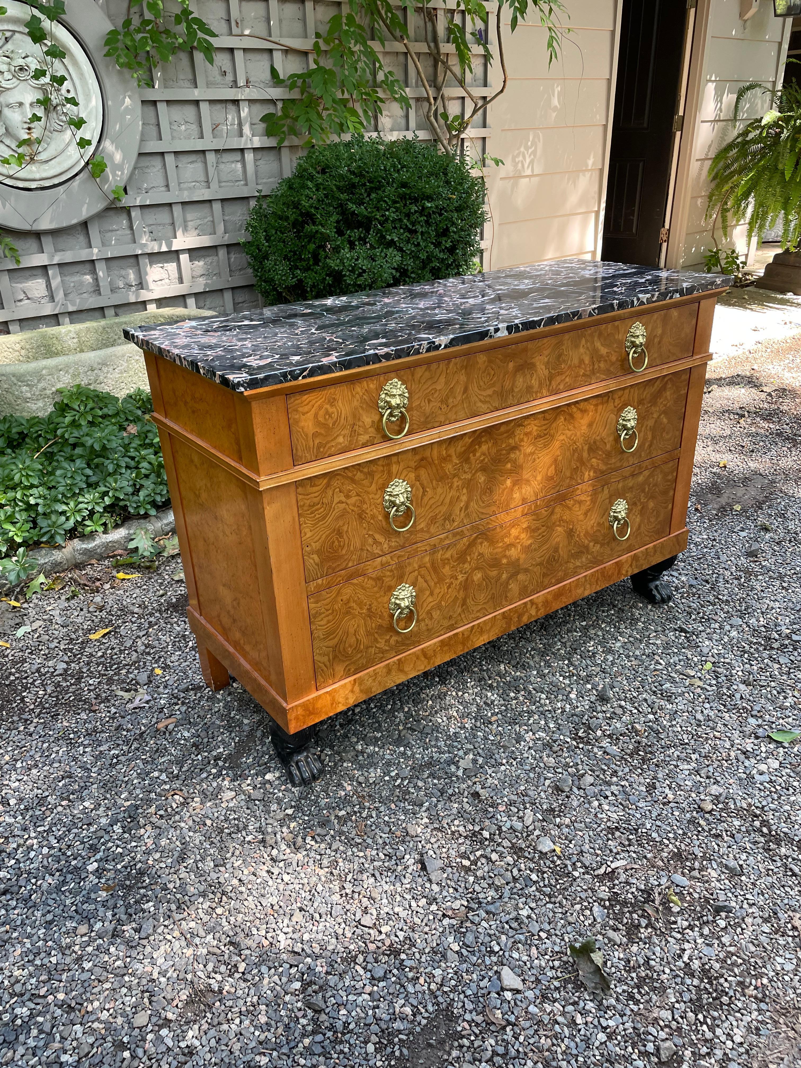 Sumptuous Baker Collectors Edition Neoclassical Style Marble Top Chest In Good Condition In Hopewell, NJ