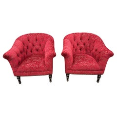 Sumptuous Barrel Shaped Tufted Upholstered Club Chair by Arhaus