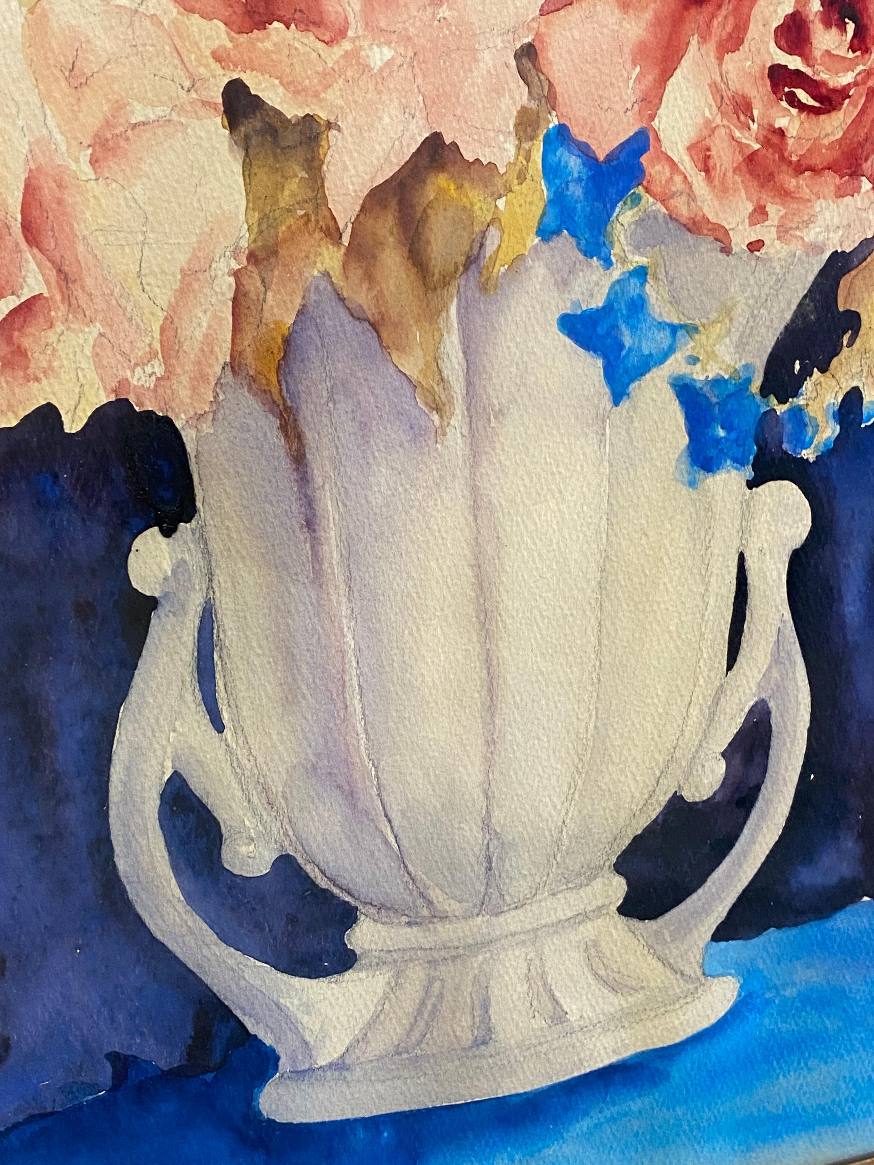 Somptueuse aquarelle florale des années 1930 en cascade en vente 2