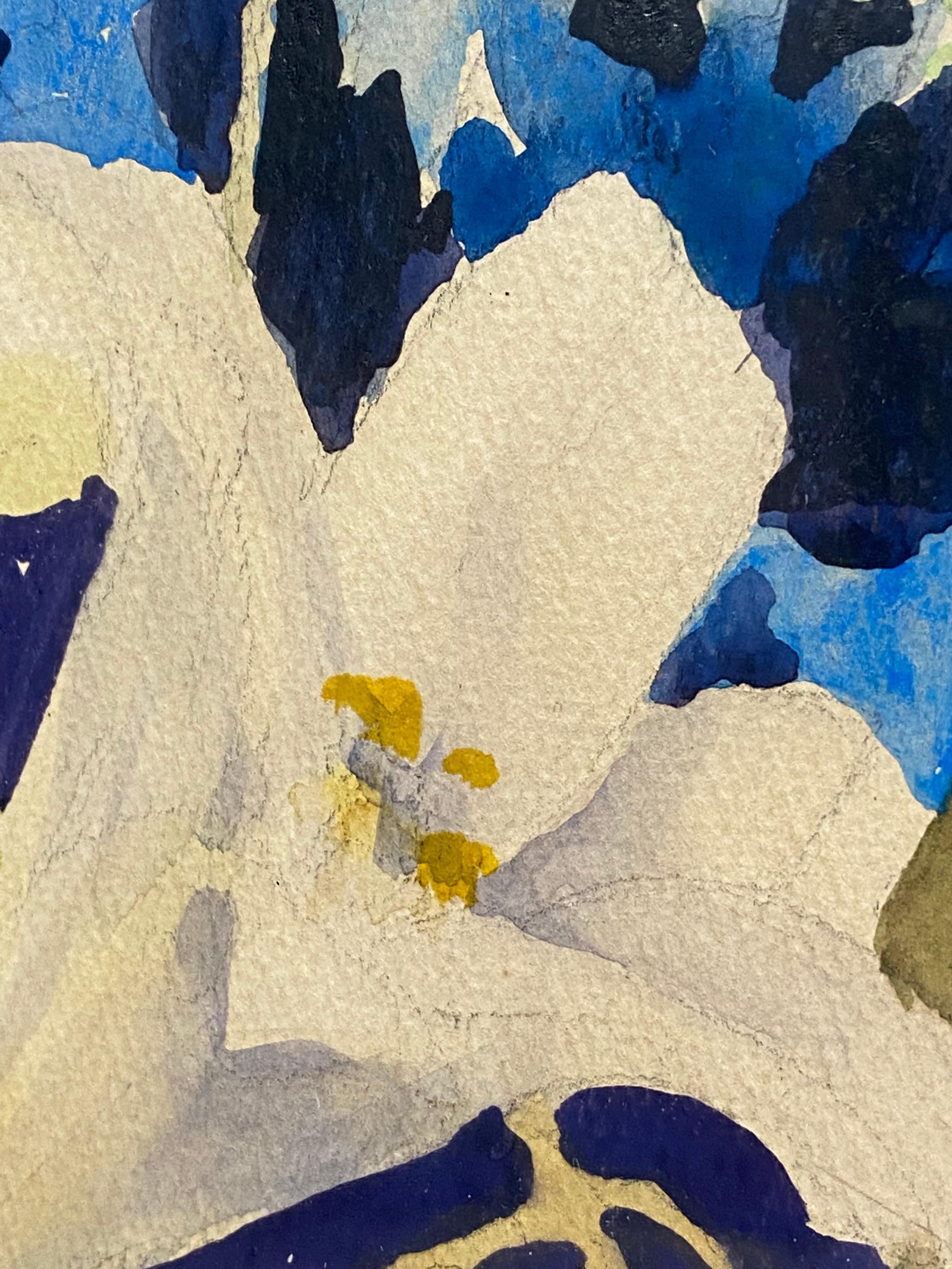 Somptueuse aquarelle florale des années 1930 en cascade en vente 1