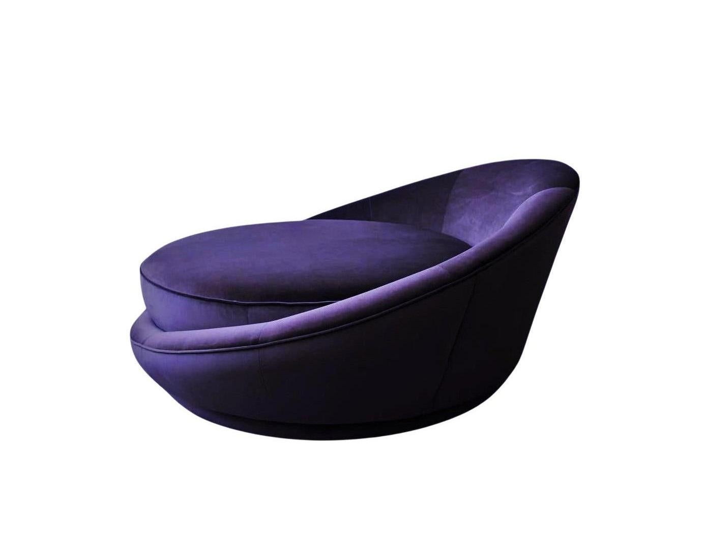 Mid-Century Modern Somptueuse chaise longue violette « Satellite » de style Milo Baughman en vente