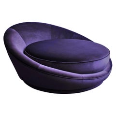 Sumptuous Milo Baughman Style Purple "Satellite" Chaise Lounge