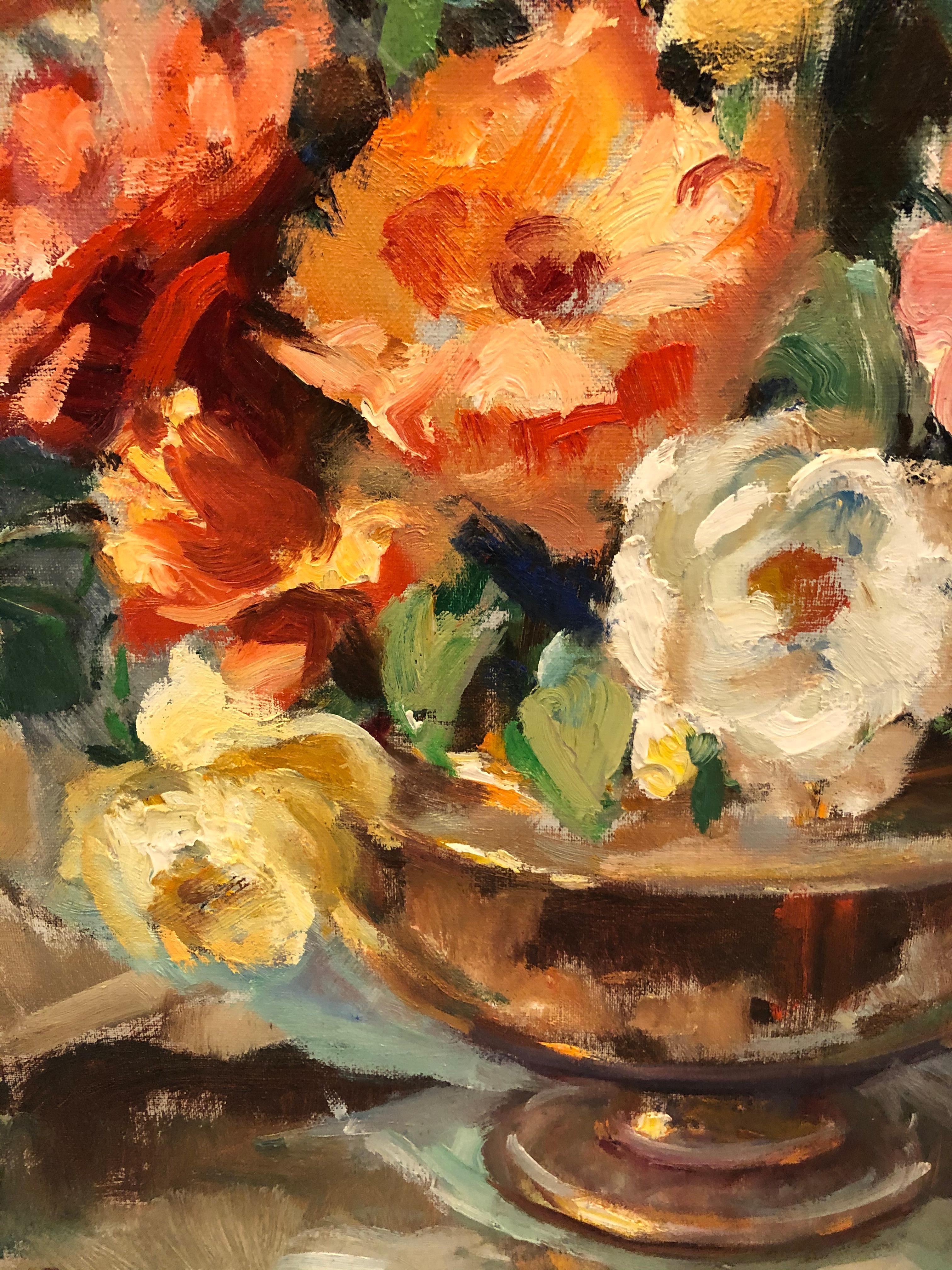 American Sumptuous Floral Still Life by Listed Artist Pearl Van Sciver For Sale