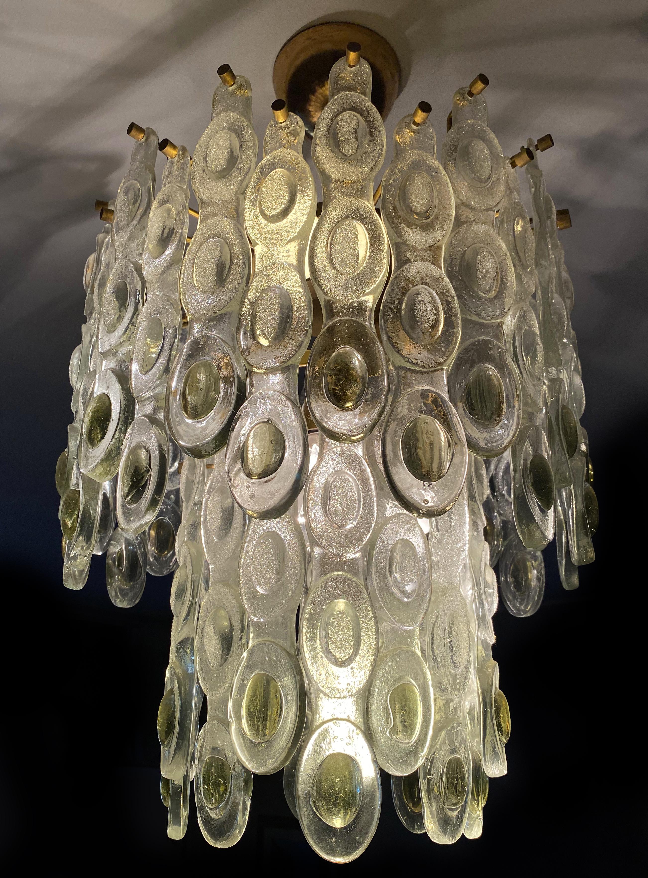 Futurist  Sumptuous Italian Glass Chandelier, Murano, 1970 For Sale