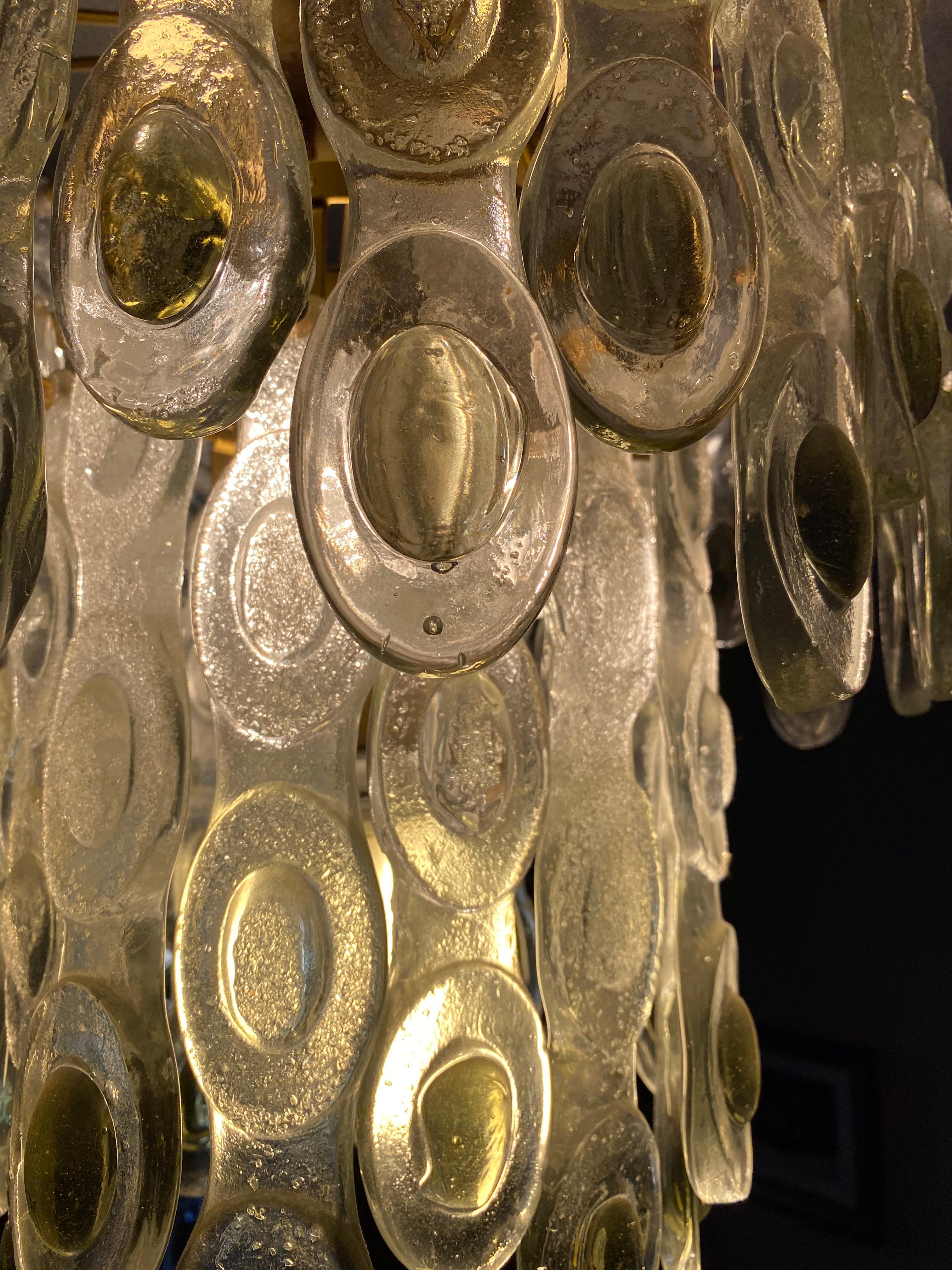  Sumptuous Italian Glass Chandelier, Murano, 1970 In Excellent Condition For Sale In Budapest, HU