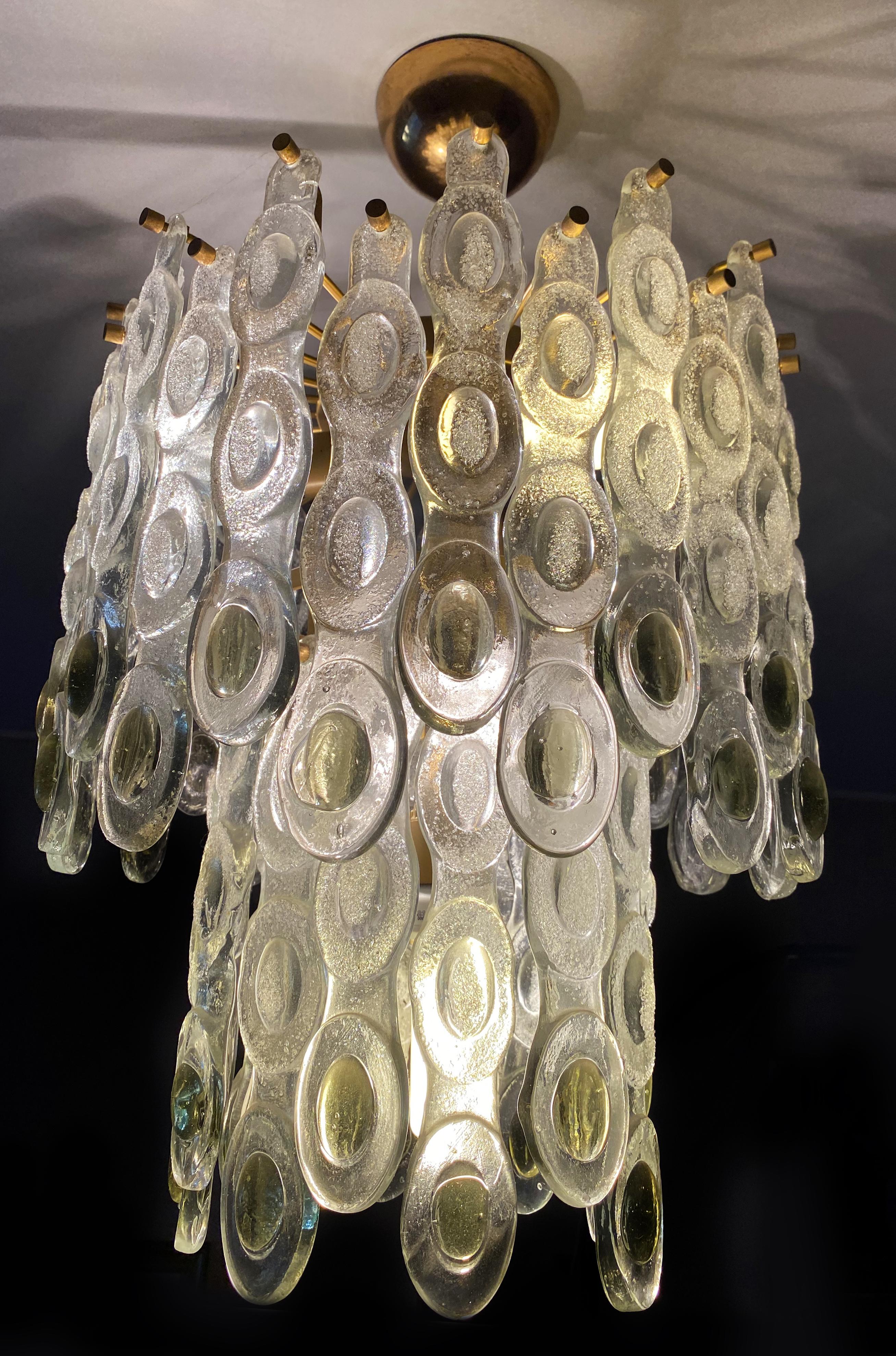  Sumptuous Italian Glass Chandelier, Murano, 1970 For Sale 3