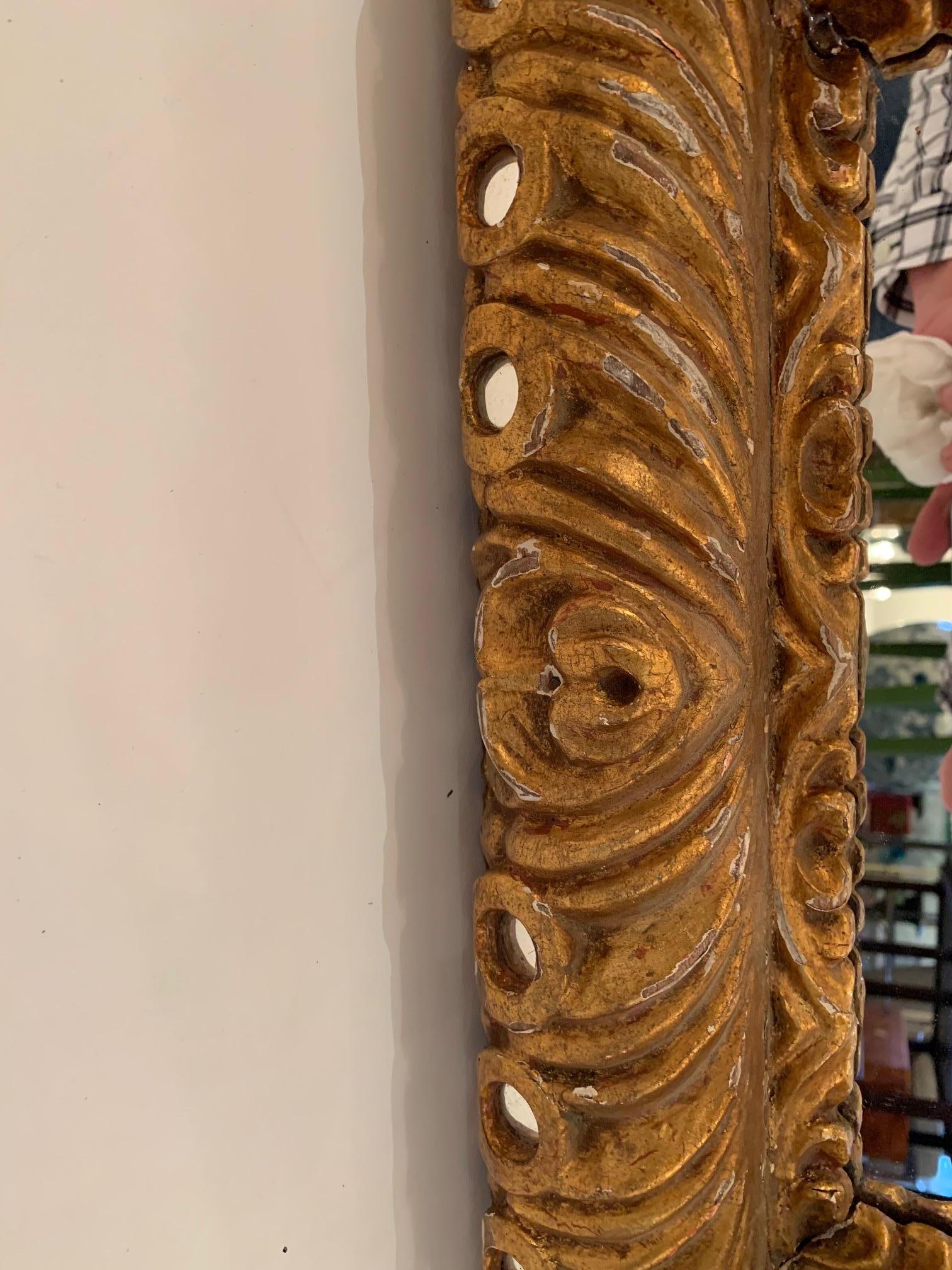 Sumptuous Italian Rococo Carved Wood Mirror In Good Condition In Hopewell, NJ