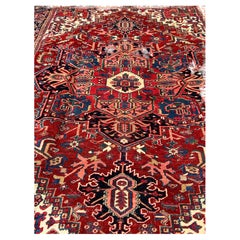 Sumptuous Large Hand Knotted Antique Persian Heriz Rug