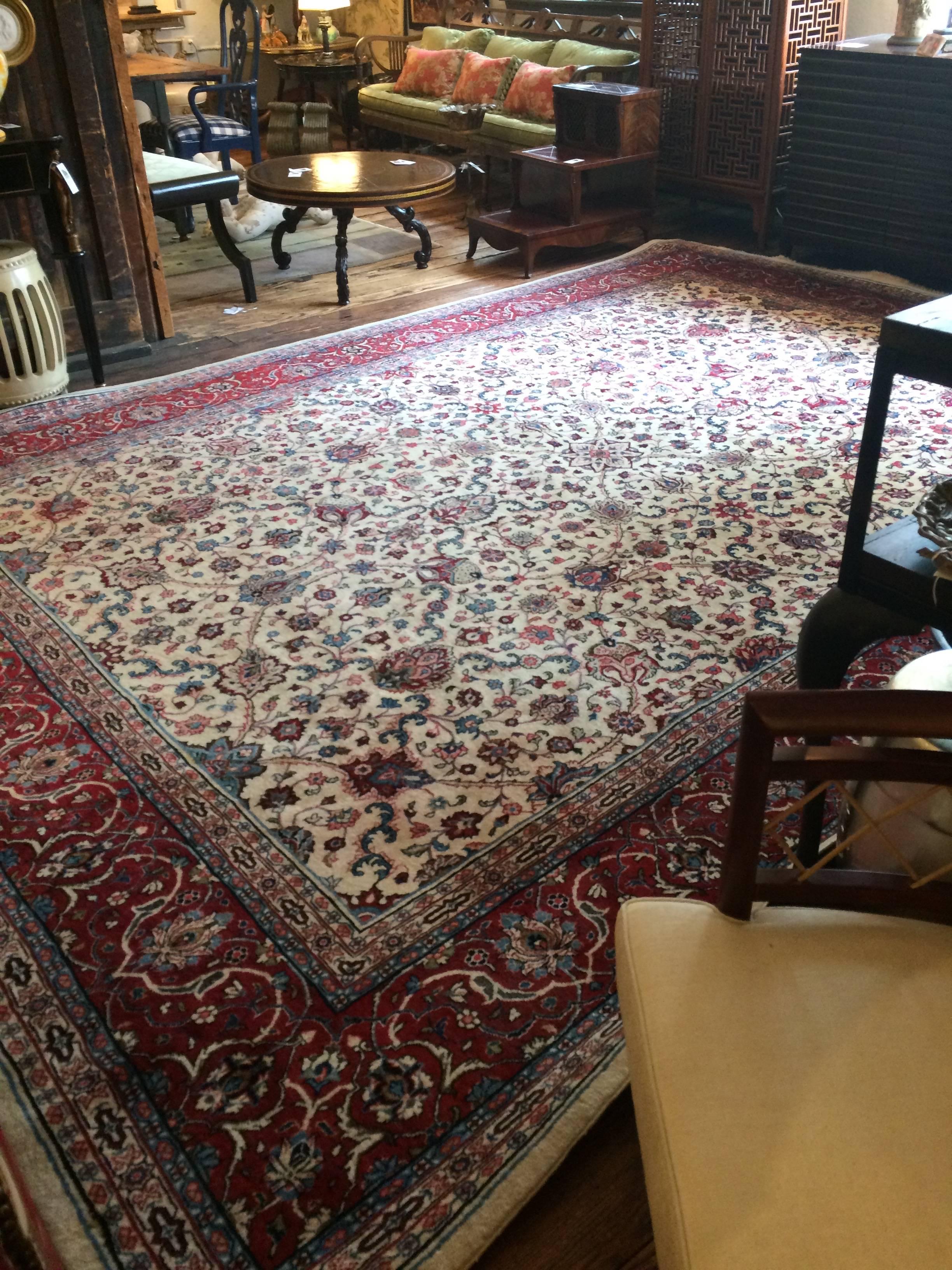Sumptuous Large Isfahan Pakistani Rug in Jewel Tones In Excellent Condition In Hopewell, NJ