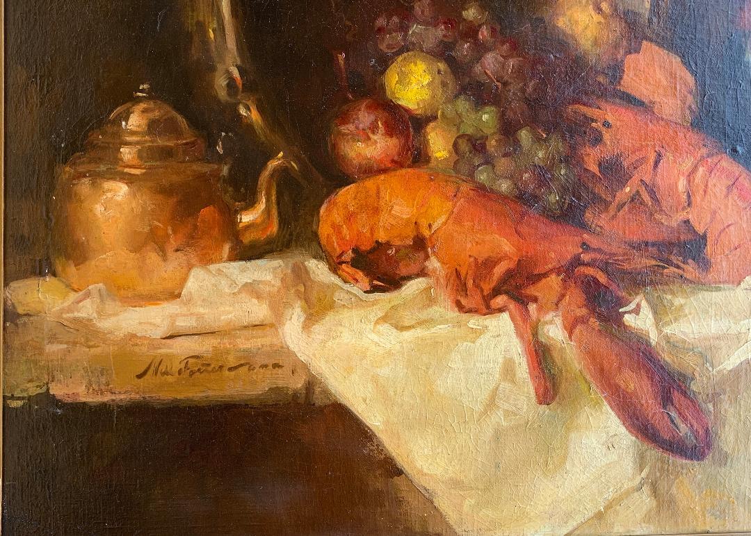 Classique américain Somptueuse grande peinture originale de nature morte de William Foster représentant une table de banquet en vente