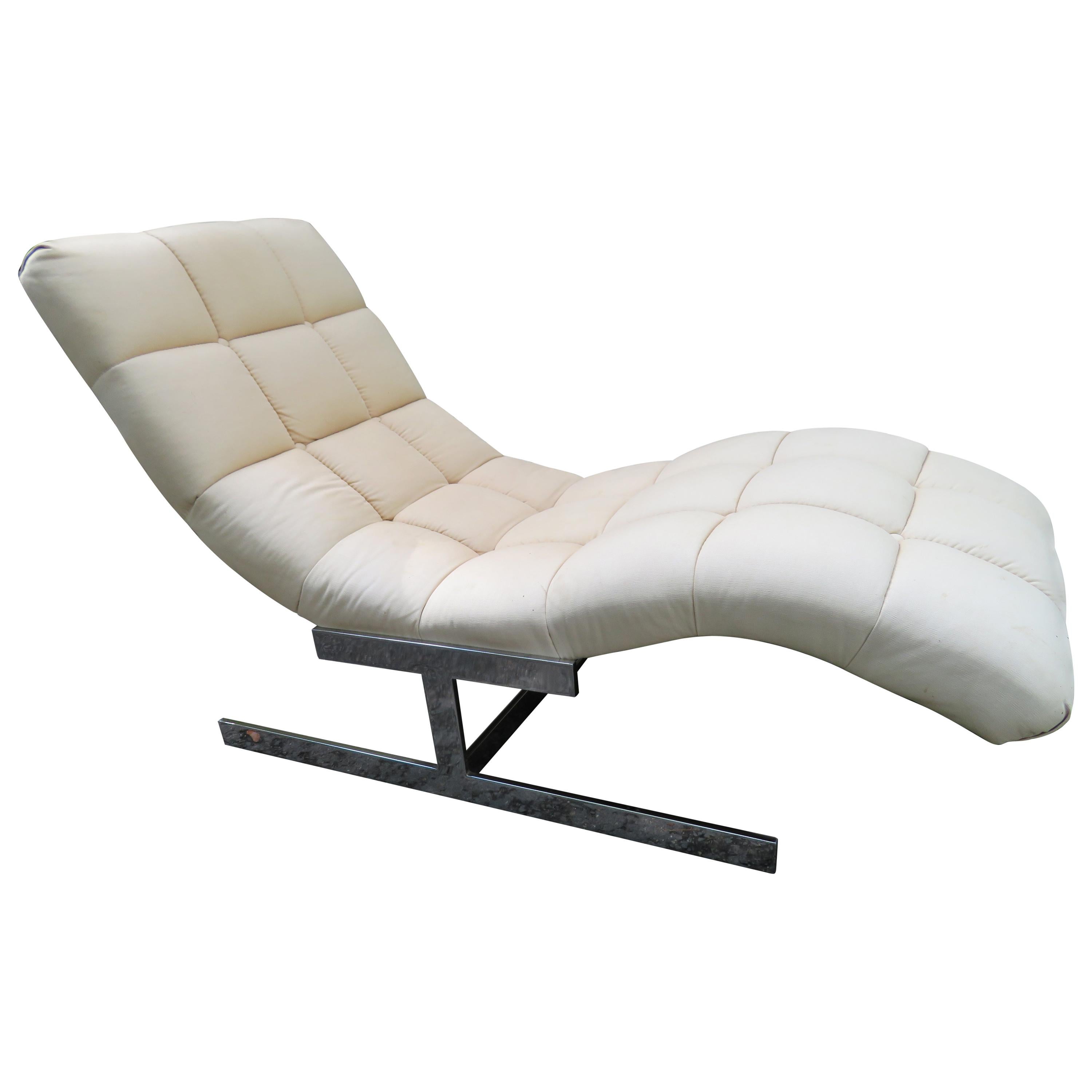 Sumptuous Milo Baughman "Wave" Chaise Lounge Chair Midcentury