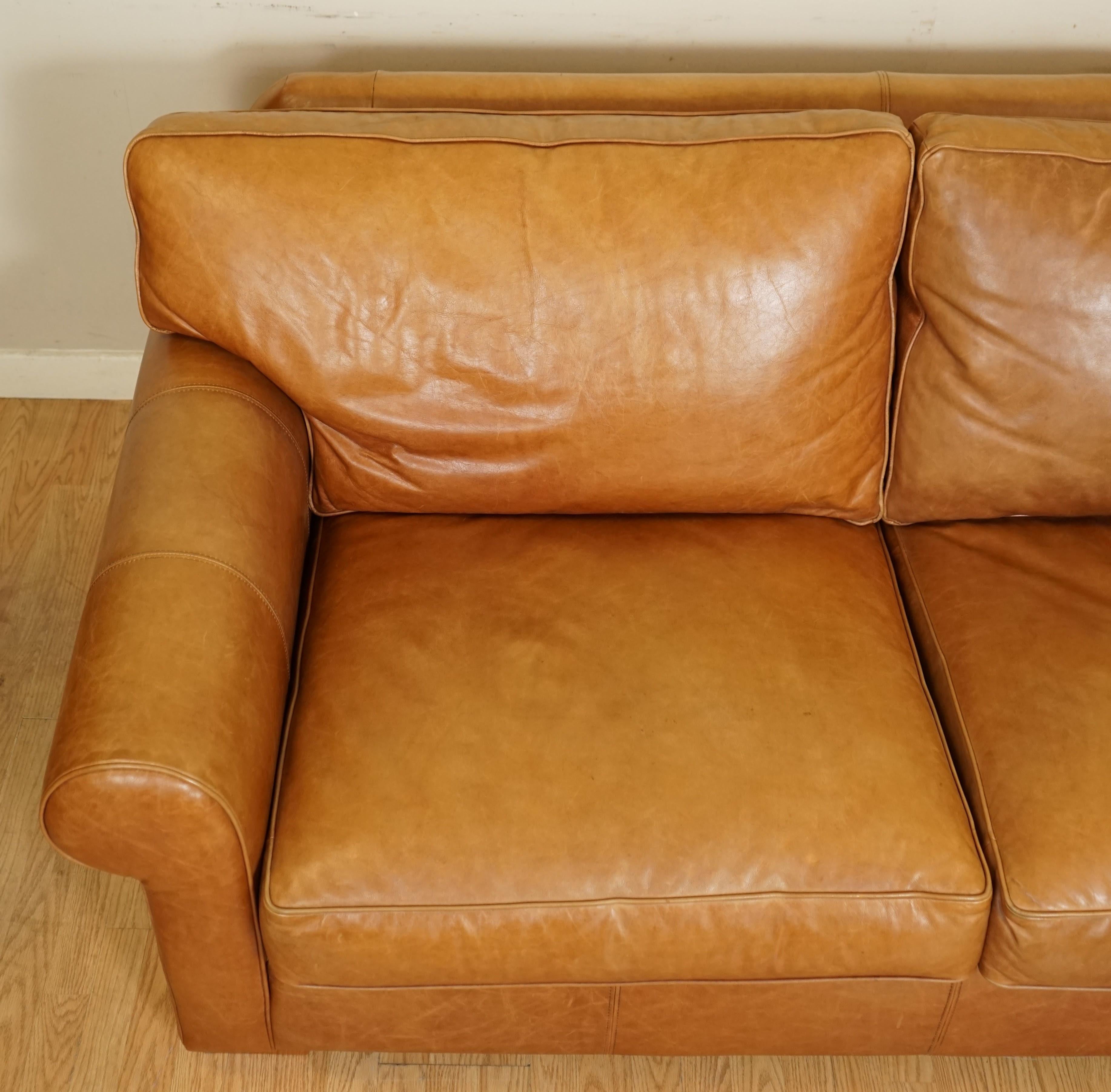 20th Century Sumptuous Multiyork Buttery Soft Tan Leather Two Three Seater Sofa
