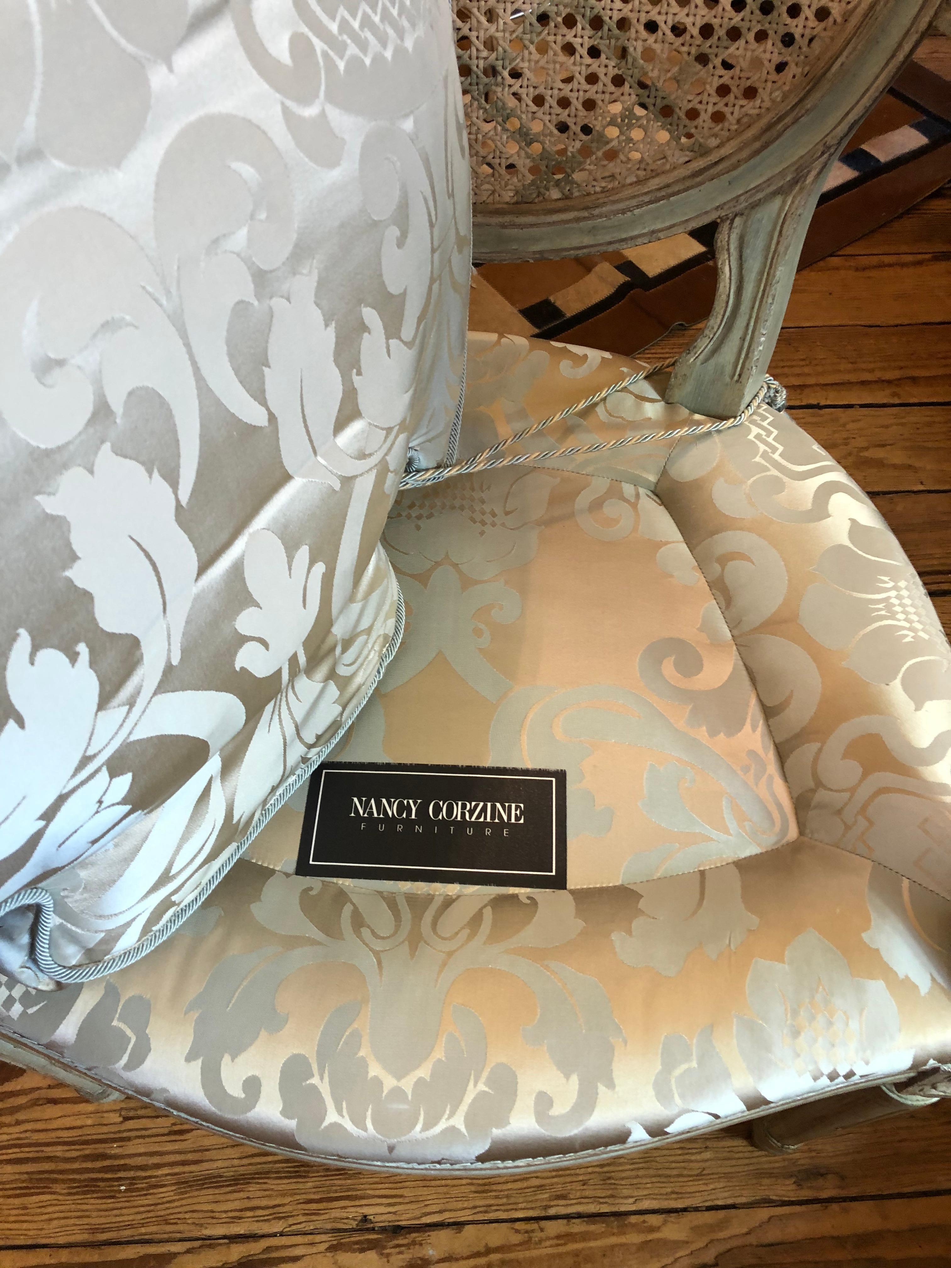 Sumptuous Nancy Corzine Celadon Painted Silver Gilt Armchair 5