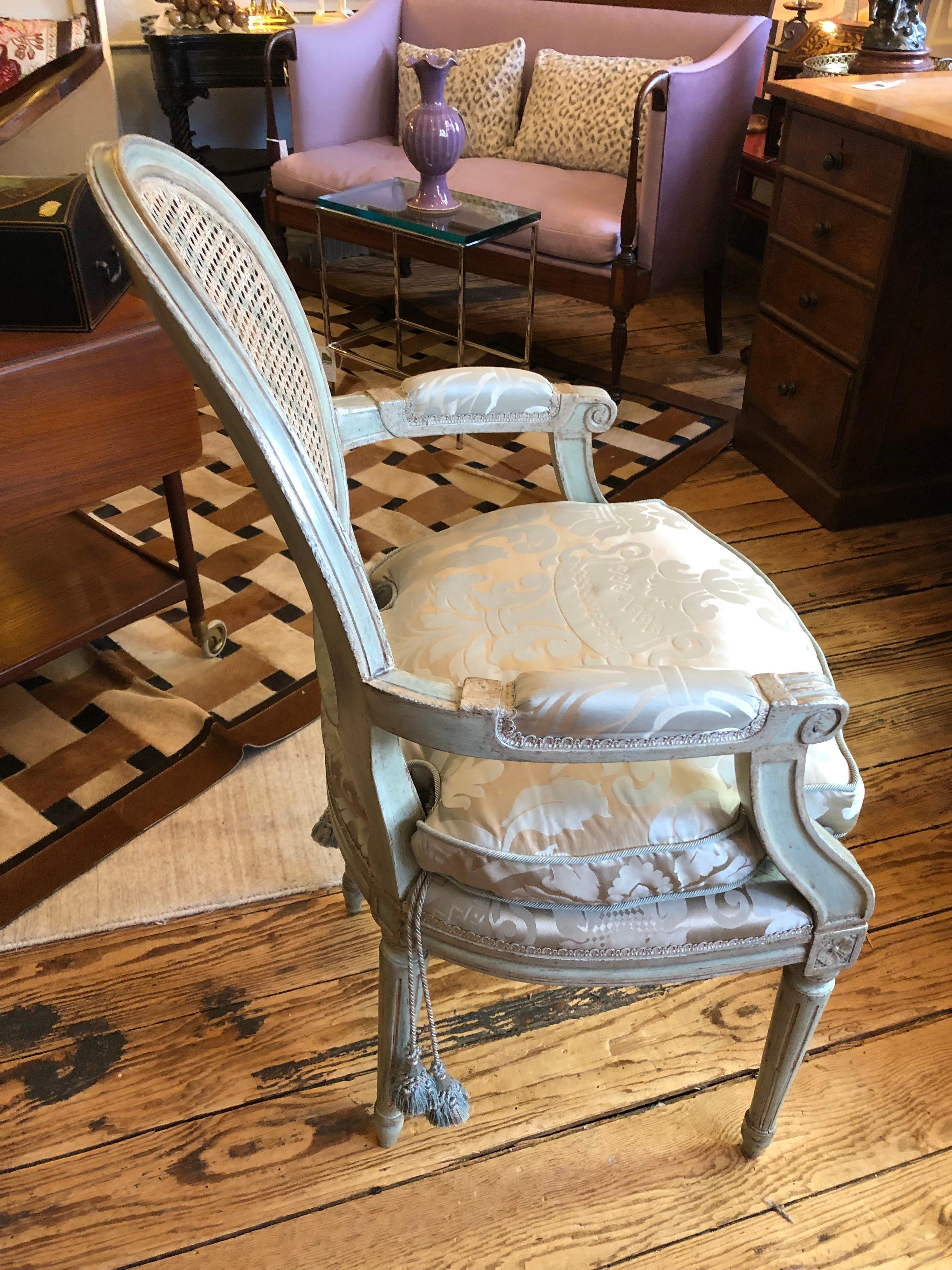 Sumptuous Nancy Corzine Celadon Painted Silver Gilt Armchair In Good Condition In Hopewell, NJ